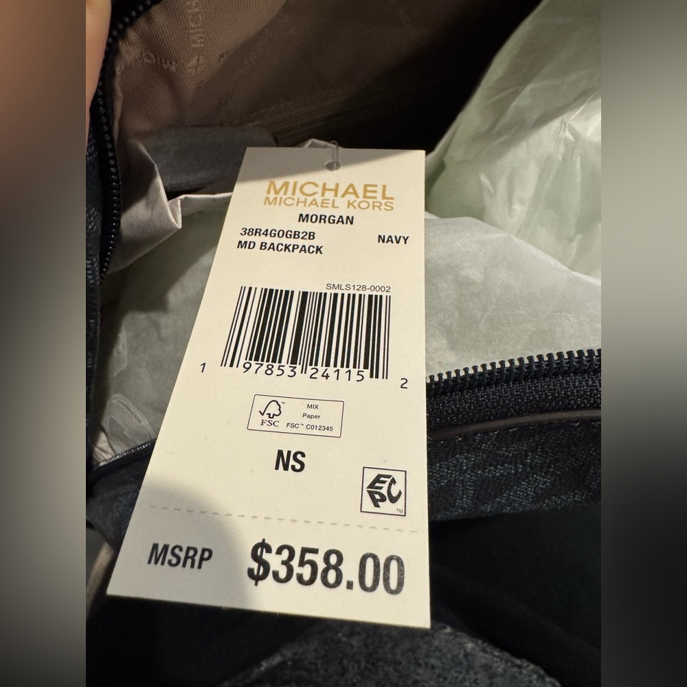 Michael Kors Monogram Navy Backpack - Picture 2 of 3